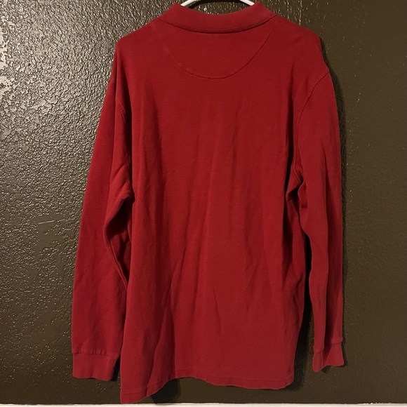 Red Long Sleeve Two Button Collared Long Sleeve Shirt, 100% Cotton, Size XL - Picture 4 of 4